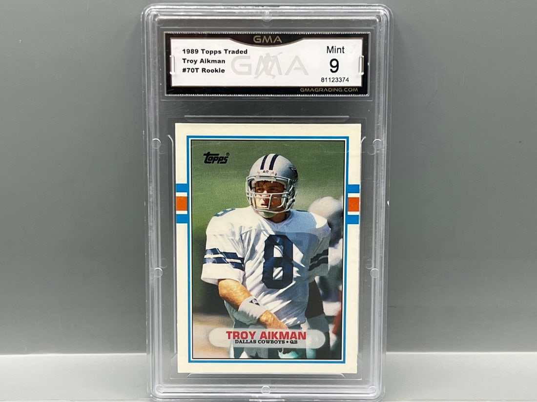 1989 Topps Traded Troy Aikman RC #70T - Slabbed By GMA Grading (1 of 2)