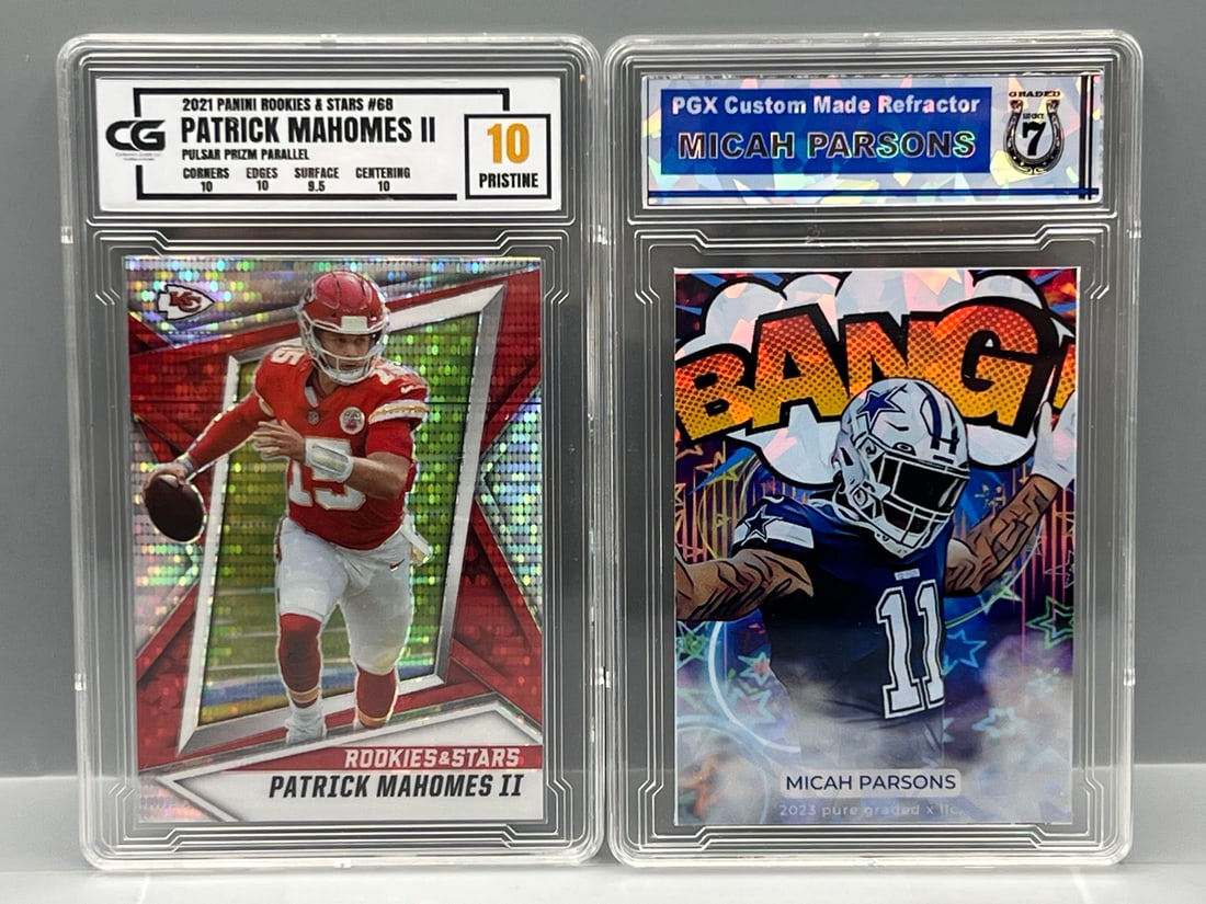 2021 Panini Rookies & Stars Patrick Mahomes Pulsar #68 & Micah Parsons Custom Made Card: 2021 Panini Rookies & Stars Patrick Mahomes Pulsar #68 & Micah Parsons Custom Made Card