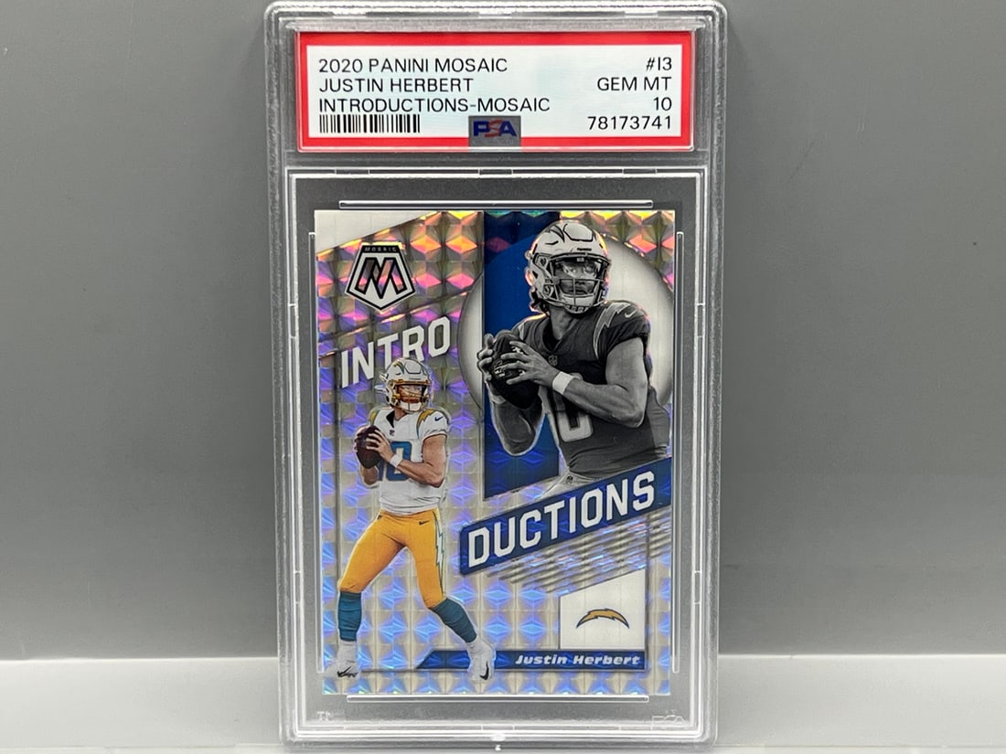 2020 Panini Mosaic Justin Herbert Introductions Mosaic RC #I3 PSA Gem Mint 10 (1 of 2)