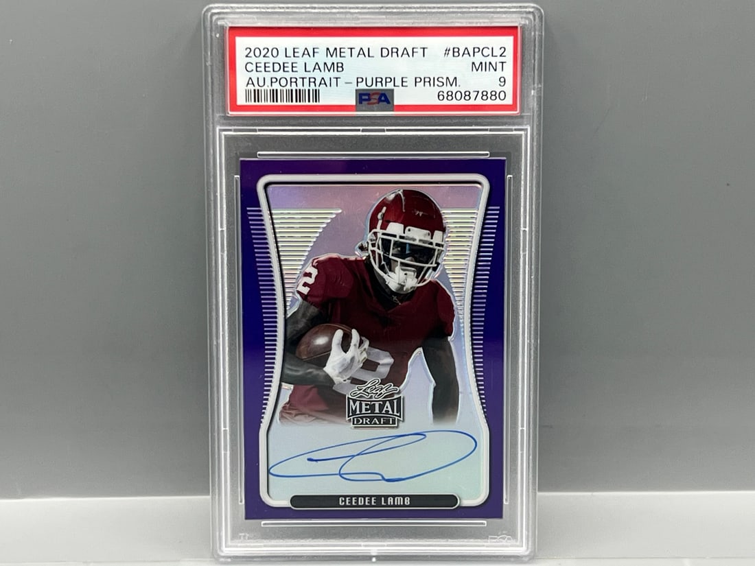 2020 Leaf Metal Draft Ceedee Lamb Purple Portrait RC Auto #/25 PSA Mint 9 (1 of 2)