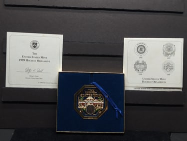 1999 U.S. Mint Holiday Ornament  1999-P Thomas Jefferson Nickel  in  OGP w/ COA
