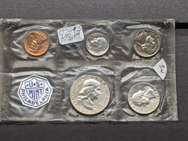 1956-P U. S. Proof 5 Coin Set  in OGP w/Three 90% Silver Coins, Semi Key Date Set