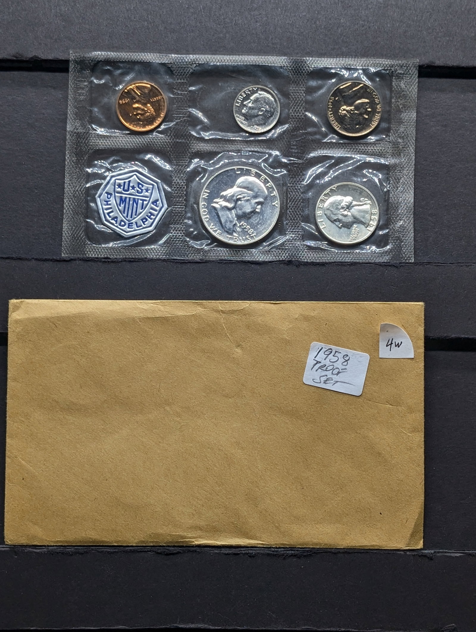 1958-P U.S. Proof 5 Coin Set in OGP w/Three 90% Silver Coins (1 of 3)