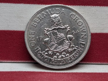 1964 Bermuda 1 Crown 50% Silver