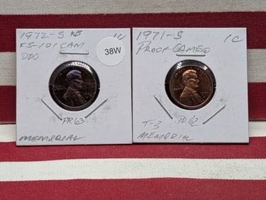 (2) Lincoln Memorial Cents   Cameo  1971-S, 1972-S
