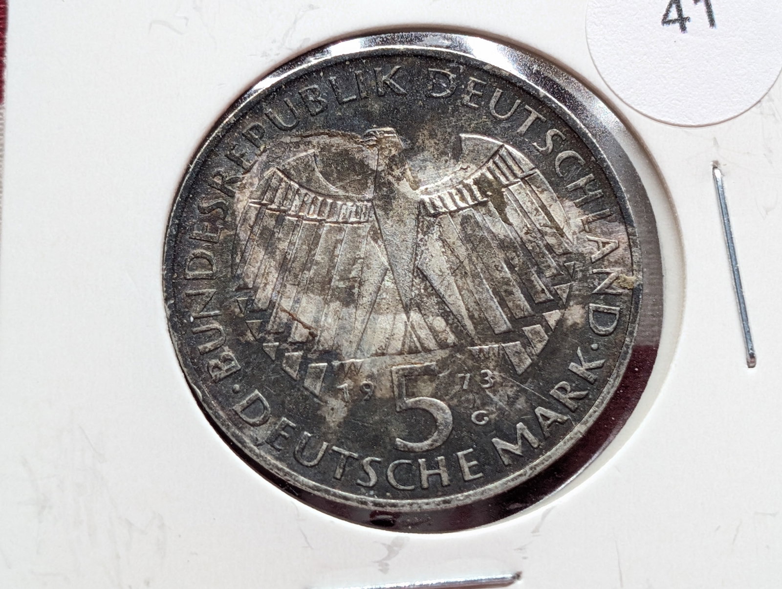 1973 -G West Germany (Bundesrepublik Deutschland) 5 Deutsche Mark 62.5% Silver, 11.2 grams (1 of 3)