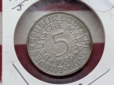 1973-G,  West Germany, 5 Deutsche Mark, 62.5% Silver, 11.2 Grams