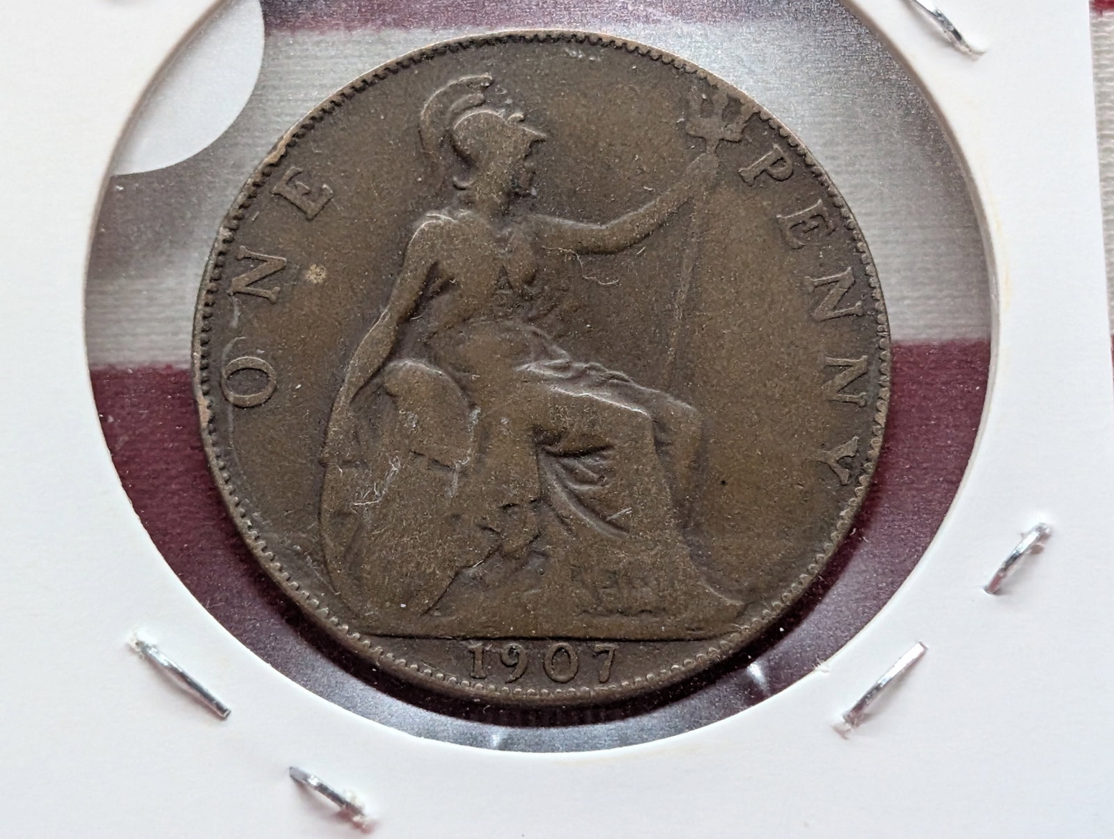 1907 UK Large One Penny, Edward VII: 1907 UK Large One Penny, Edward VII