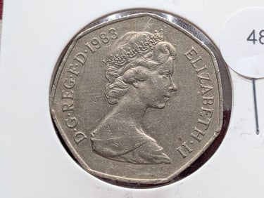 1983 UK 50 Pence, Elizabeth II, Large-sized