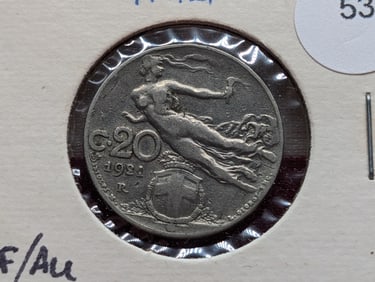 1931-R Italy, 20 Centesimi "Liberty Flying" Victor Emmanuel III