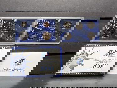 2000 -S U.S. Mint Proof Set w/ State Quarters 10-Coin Set in OGP with COA
