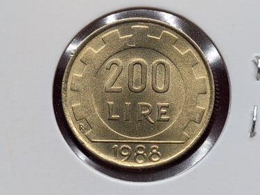1988 Italy, 200 Lire "Gear Edge"