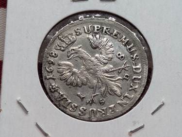 1698 Brandenburg-Prussia 18 Groschen Silver, 6.2 Grams, KN 611