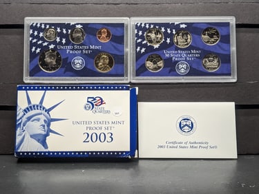 2003 -S U.S. Mint Proof Set w/ State Quarters 10-Coin Set in OGP with COA