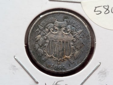 1864 Large Motto  Two Cent Coin