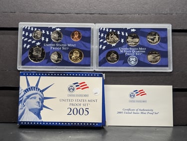 2005 -S U.S. Mint Proof Set w/ State Quarters 11-Coin Set in OGP with COA