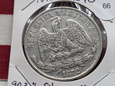 1872-C.S., 1 Peso, Mexico, 90.27 % Silver