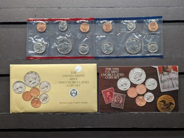 1990 P&D U.S. Mint UNC 10-Coin Set in OGP with COA