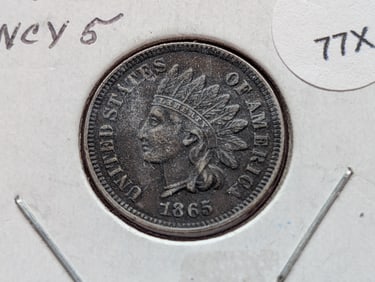 1865 Indian Head Cent - 4 Diamonds Fancy 5 XF