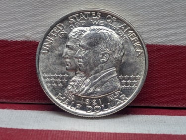1921 Alabama Commemorative Centennial Half Dollar, 2x2 Variety-90% Silver, Semi Key Date