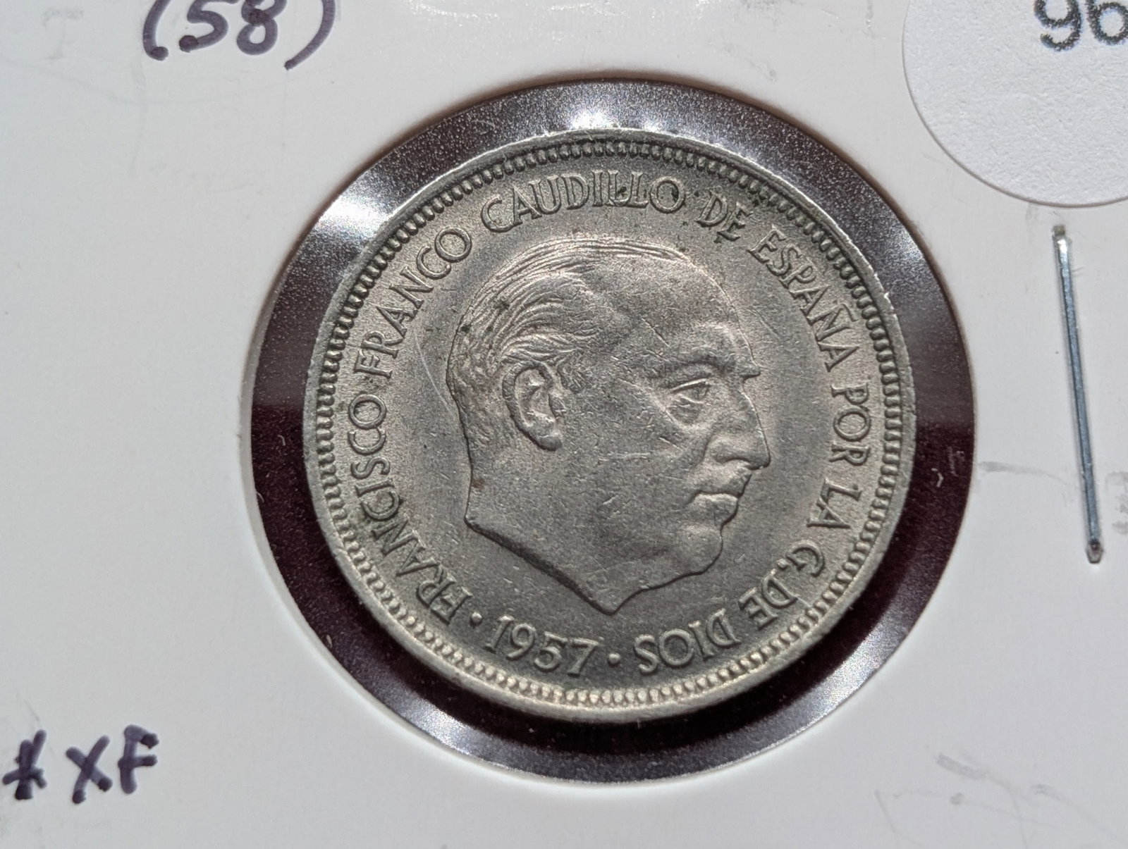 1957 (58) 5 Pesetas, Spain: 1957 (58) 5 Pesetas, Spain