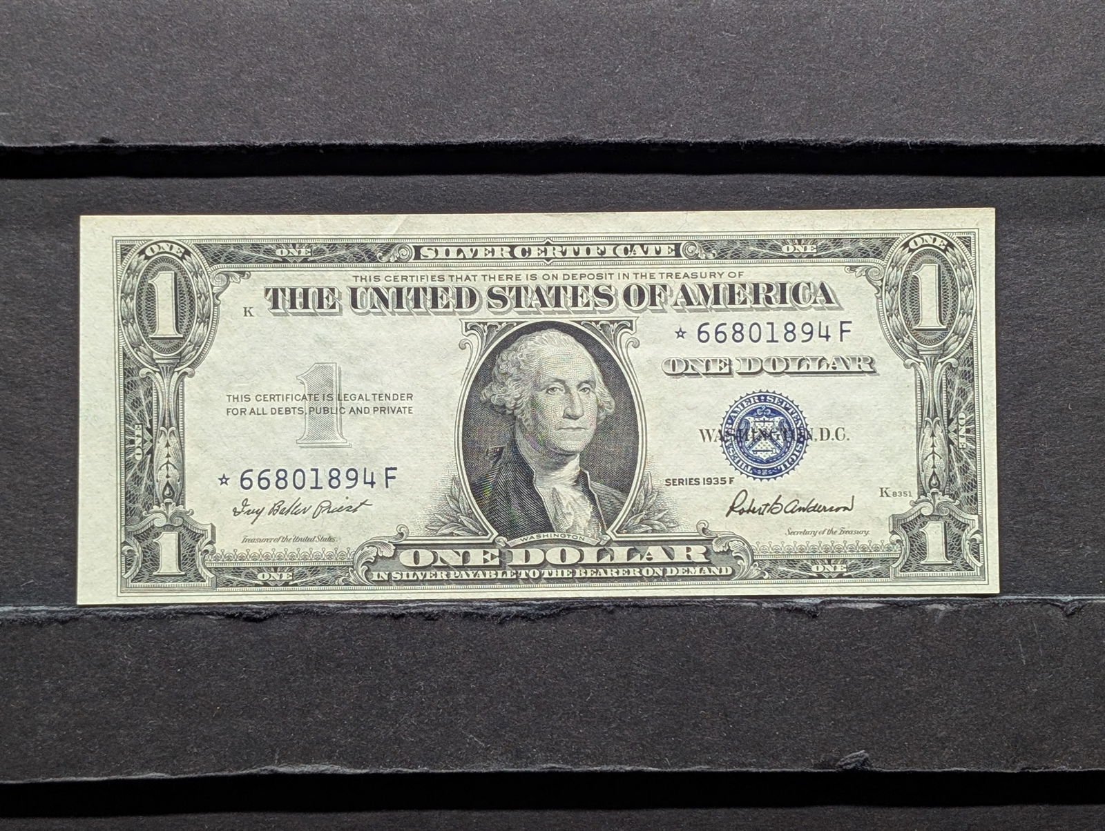 1935-F One Dollar Silver Certificate Star Note -Off Center (1 of 3)