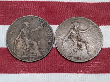 1913 & 1914 Great Britain Large Pennies