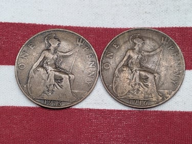 1915 & 1916 Great Britain Large Pennies