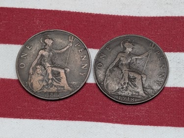 1917 & 1918 Great Britain Large Pennies