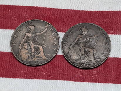 1917 & 1918 Great Britain Large Pennies: 1917 & 1918 Great Britain Large Pennies