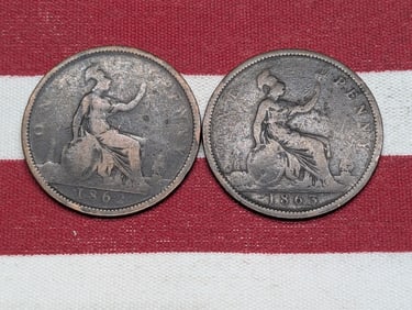 1862 & 1863 Great Britain Large Pennies