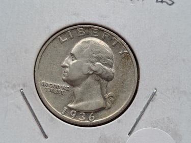 1936-D Washington Quarter - XF, 90% Silver
