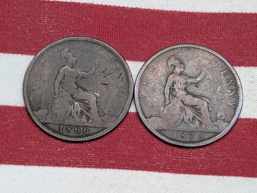 1866 & 1873 Great Britain Large Pennies