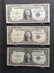(3) 1935-C One Dollar Silver Certificates