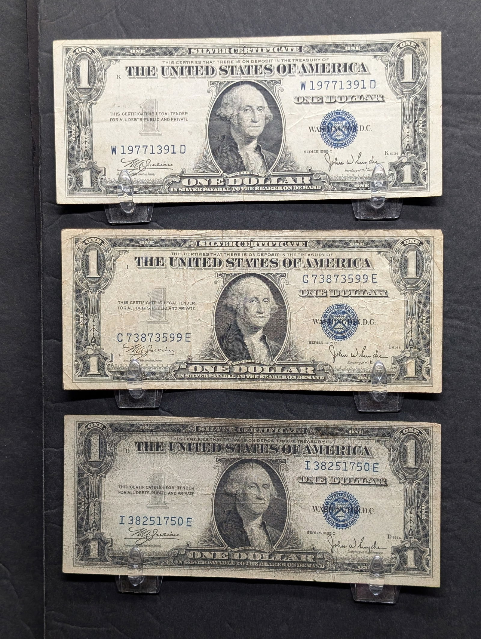 (3) 1935-C One Dollar Silver Certificates (1 of 3)
