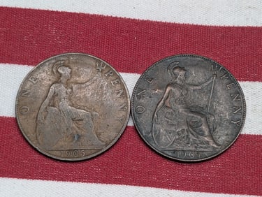 1905 & 1907 Great Britain Large Pennies