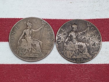 1908 & 1909 Great Britain Large Pennies