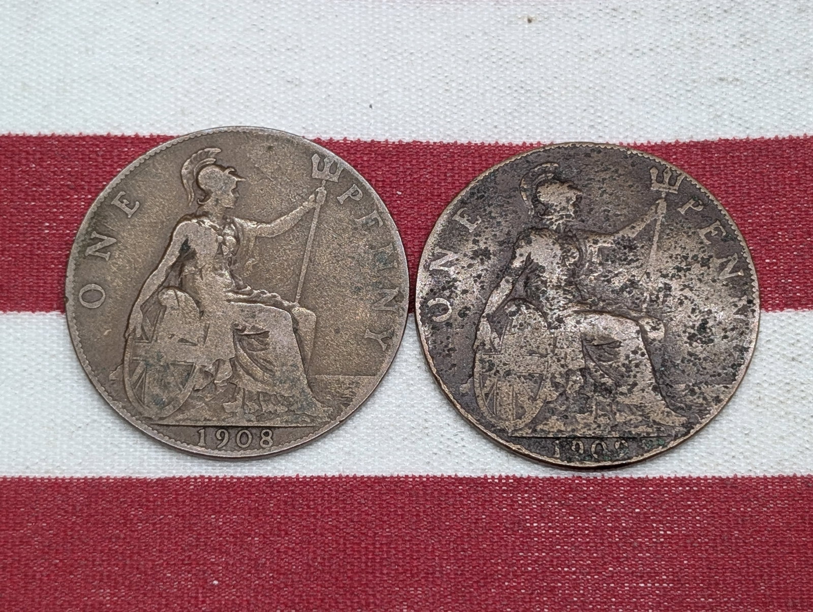 1908 & 1909 Great Britain Large Pennies: 1908 & 1909 Great Britain Large Pennies