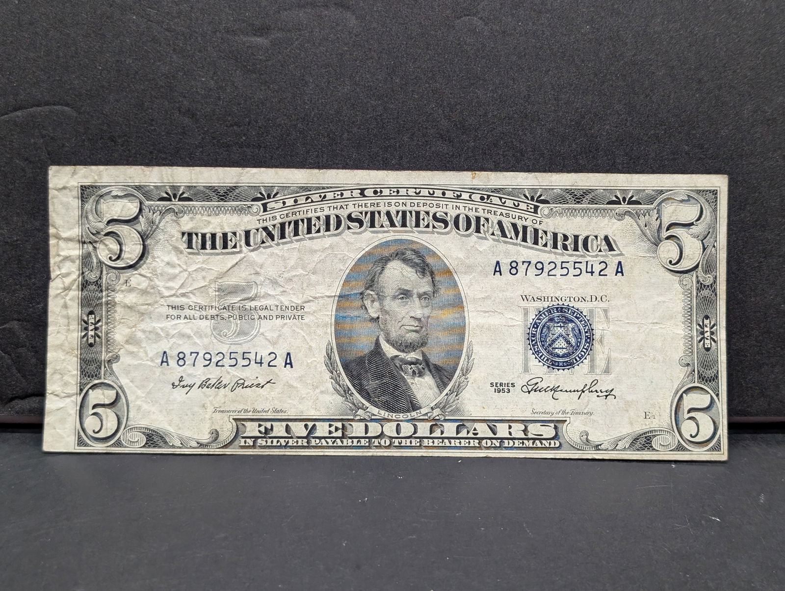 1953 Five Dollar Silver Certificate Off Center (1 of 3)