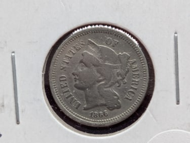 1866 3 Cent Nickel - F