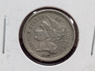 1867 3 Cent Nickel - XF