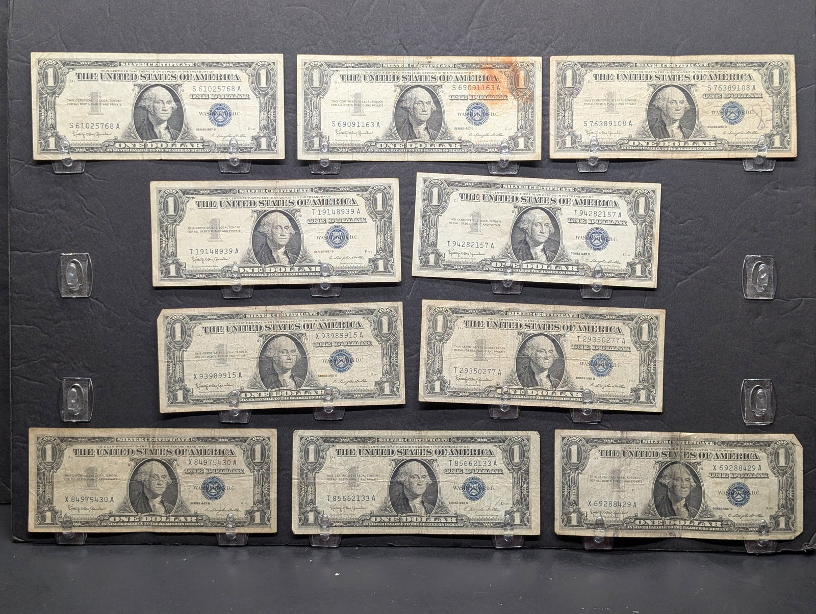 (10) 1957-B One Dollar Silver Certificates (1 of 6)