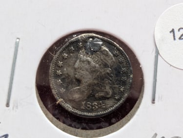 1834 Bust Silver Half Dime - VG (Plugged)