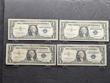 (4) 1957 One Dollar Silver Certificates Star Notes