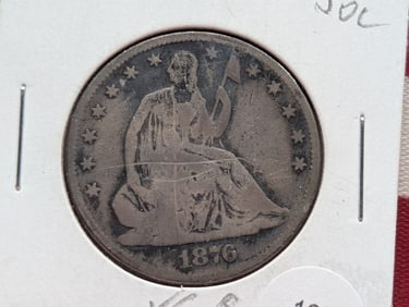 1876 Seated Liberty Half Dollar - VG, Scratched