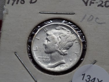 1918-D Mercury Dime - VF
