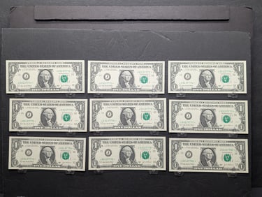 (9) 2003-A One Dollar Star Federal Reserve Notes in Consecutive Order