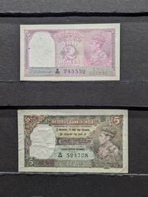 India Two & Five Rupee Currency Notes