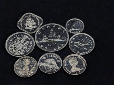 (8) Assorted Canada, Cayman Islands, & Bahamas Coins