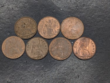 (7) 1961 - 1967 Great Britain Large Cents